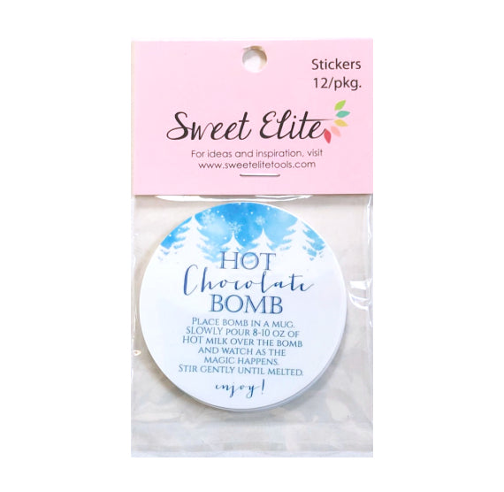 Blue Christmas Cocoa Bomb Stickers | www.sprinklebeesweet.com