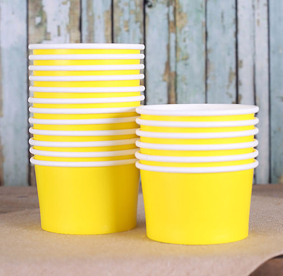 Small Yellow Ice Cream Cups: 4oz | www.sprinklebeesweet.com