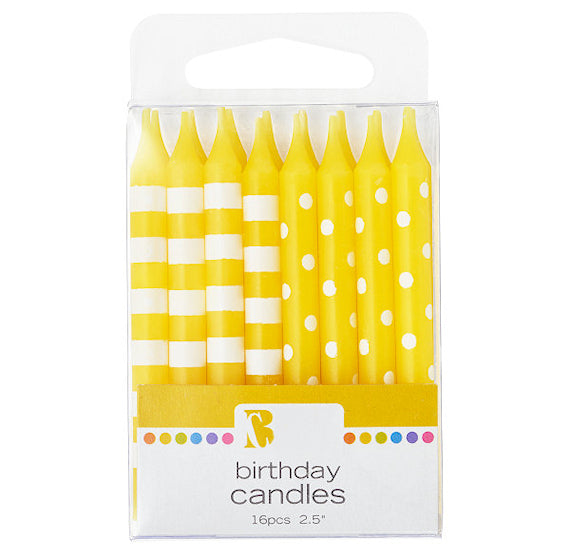 Yellow Birthday Candles: Stripes + Dots | www.sprinklebeesweet.com
