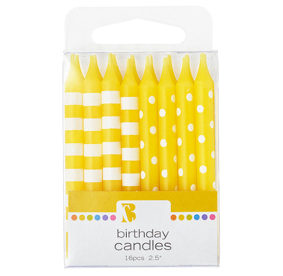Yellow Birthday Candles: Stripes + Dots | www.sprinklebeesweet.com