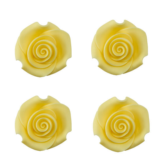 Edible Yellow Fondant Roses: 1.5" | www.sprinklebeesweet.com