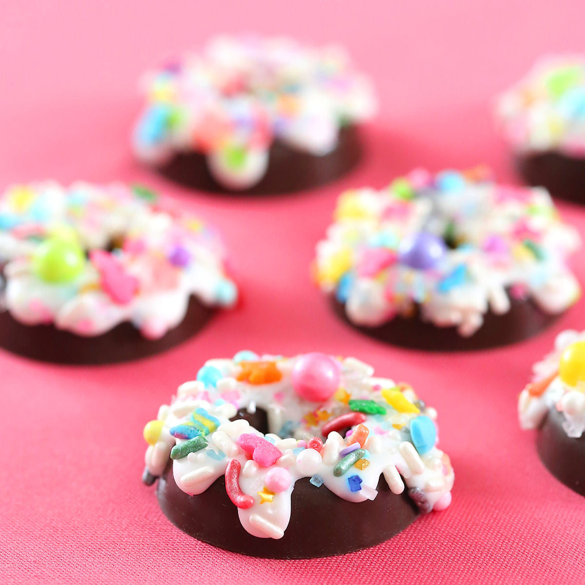 Candy Chocolate Doughnuts with Sprinkles