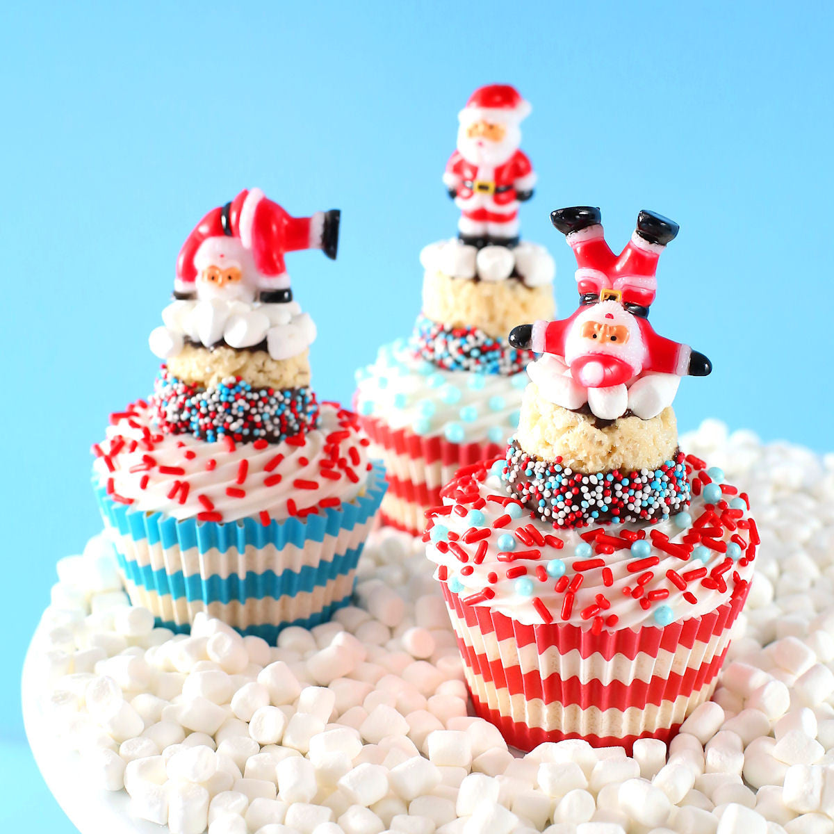 Christmas Cupcakes with Rice Krispie™ Toppers
