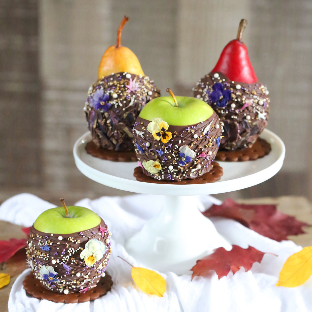 Elegant Chocolate Covered Apples and Pears