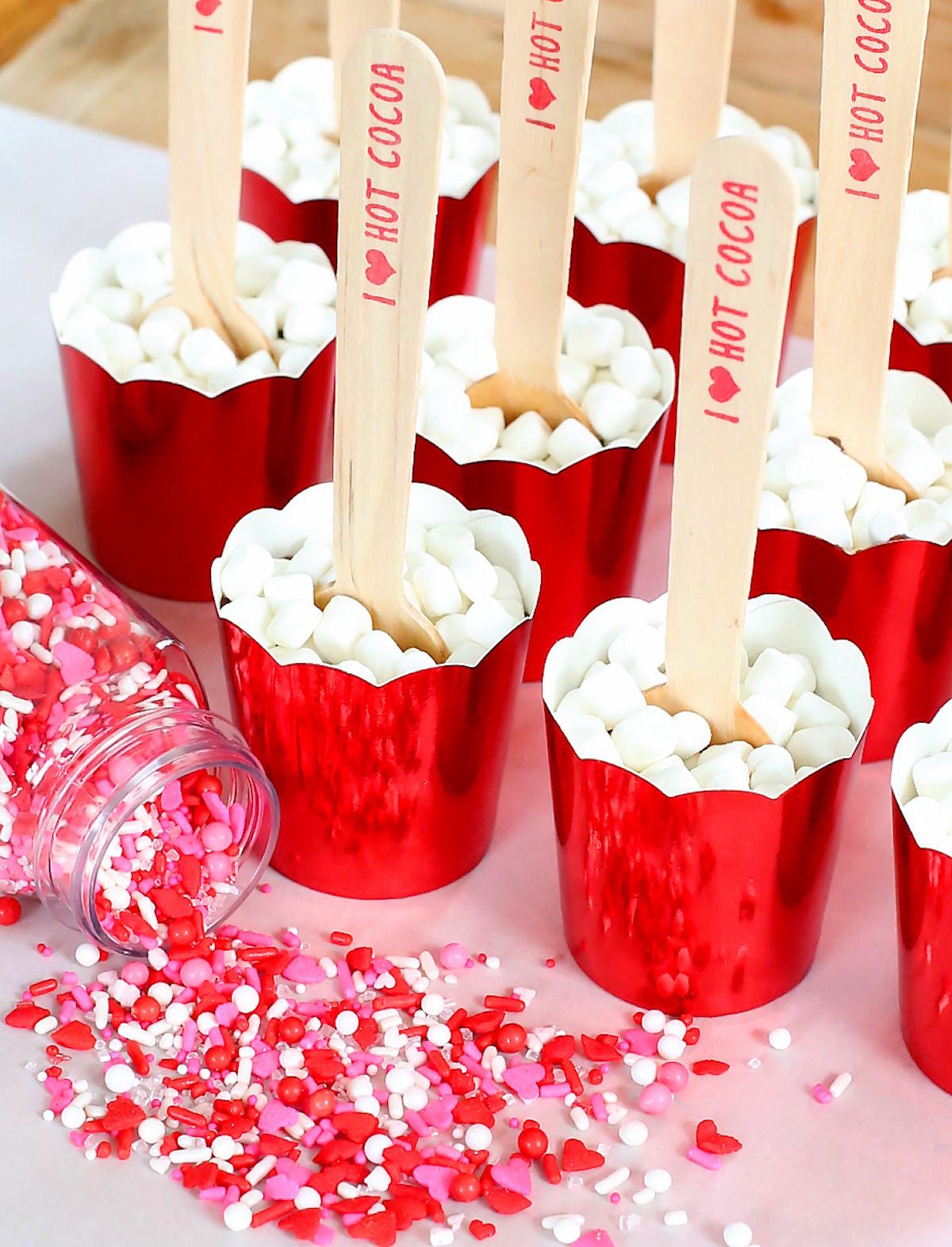 Valentine's Day Hot Cocoa Sticks with Marshmallows