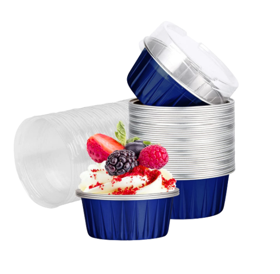 Foil Cupcake Cups with Lids: Navy Blue - LAST SET OF 190 | www.sprinklebeesweet.com