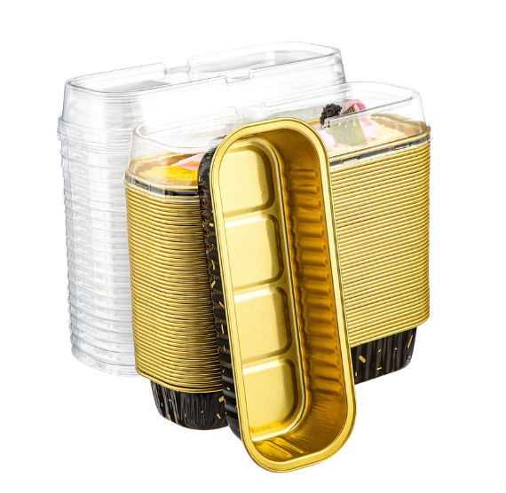 Narrow Cake Pans with Lids: Black & Gold - LAST SET OF 98 | www.sprinklebeesweet.com