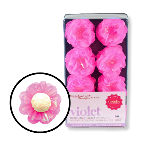 Violet Flower Candy Cups: Pearly Pink | www.sprinklebeesweet.com