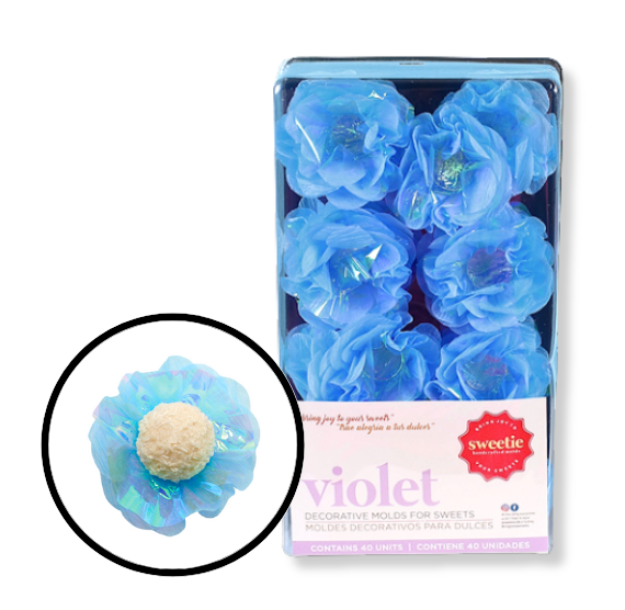 Violet Flower Candy Cups: Pearly Blue | www.sprinklebeesweet.com