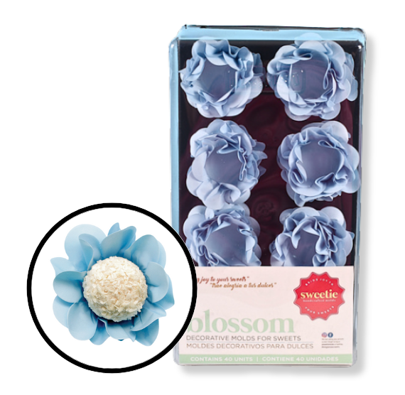 Soft Blue Blossom Flower Candy Cups | www.sprinklebeesweet.com