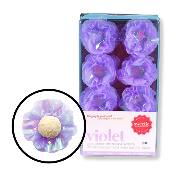 Violet Flower Candy Cups: Pearly Purple | www.sprinklebeesweet.com