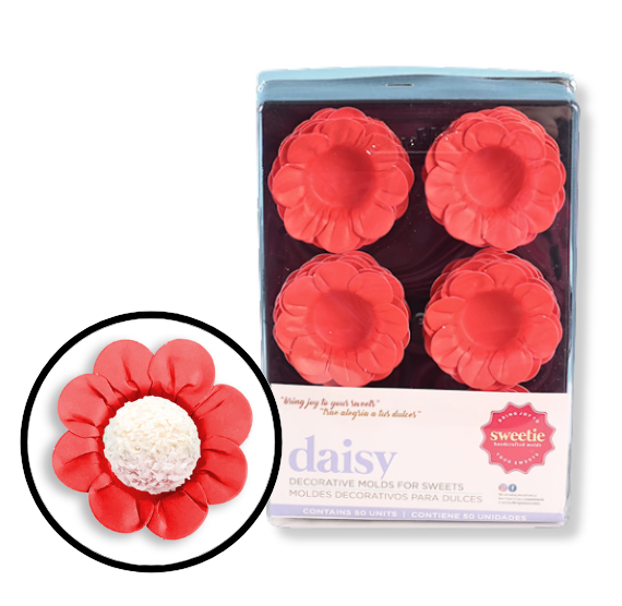 Daisy Flower Candy Cups: Red with White Dots | www.sprinklebeesweet.com