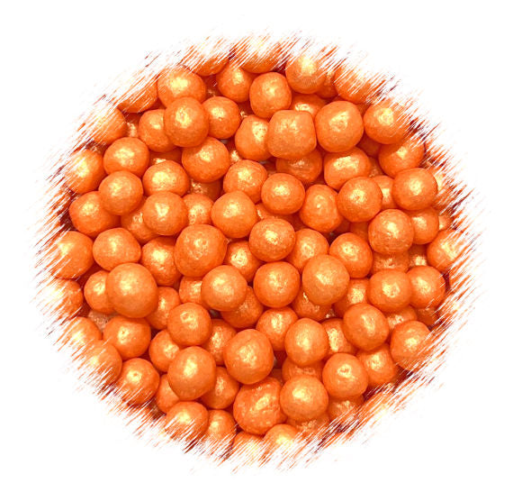Sprinkle-It® 6mm Chocolate Crispy Pearls: Shimmer Soft Orange | www.sprinklebeesweet.com