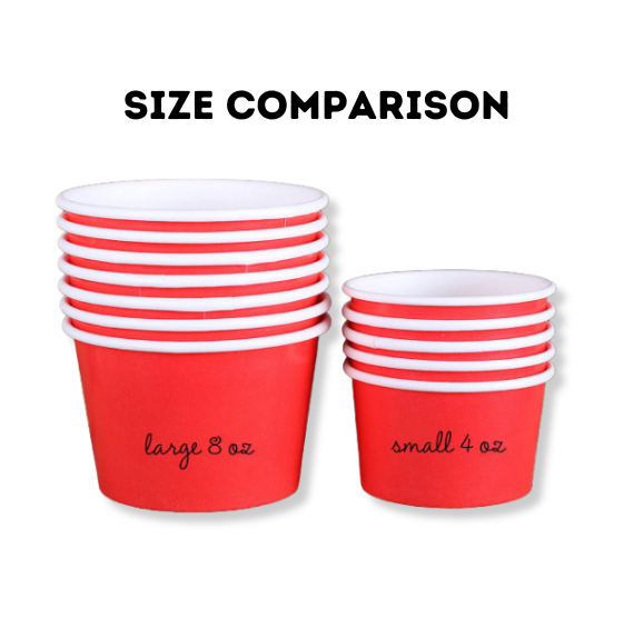 Large Red Ice Cream Cups: 8oz | www.sprinklebeesweet.com