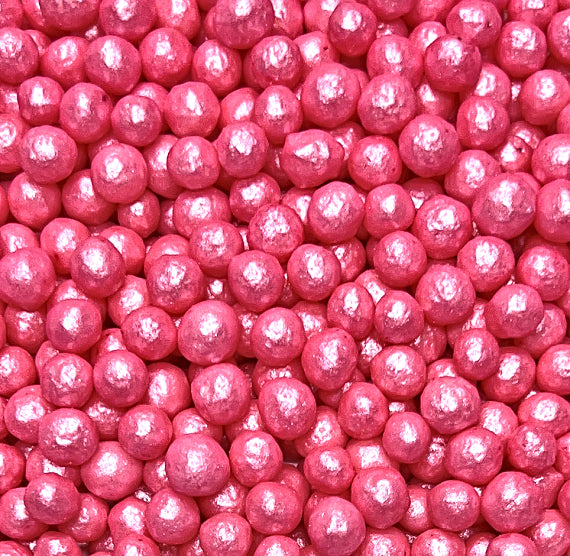 Sprinkle-It® 6mm Chocolate Crispy Pearls: Shimmer Pink | www.sprinklebeesweet.com
