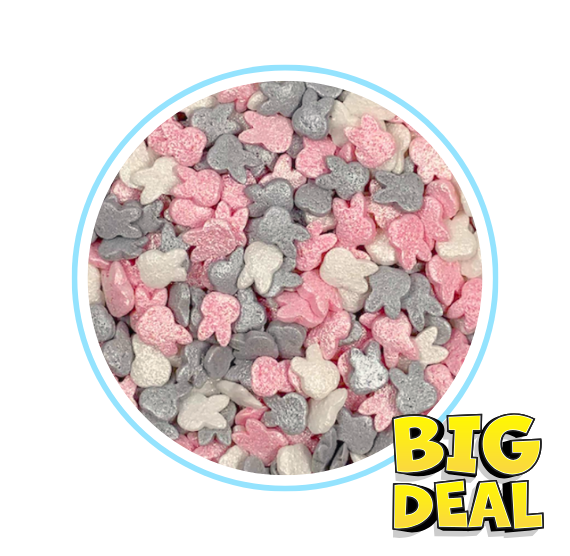 Bunny Head Sprinkles in White, Pink, Silver - CLOSEOUT BLOWOUT | www.sprinklebeesweet.com