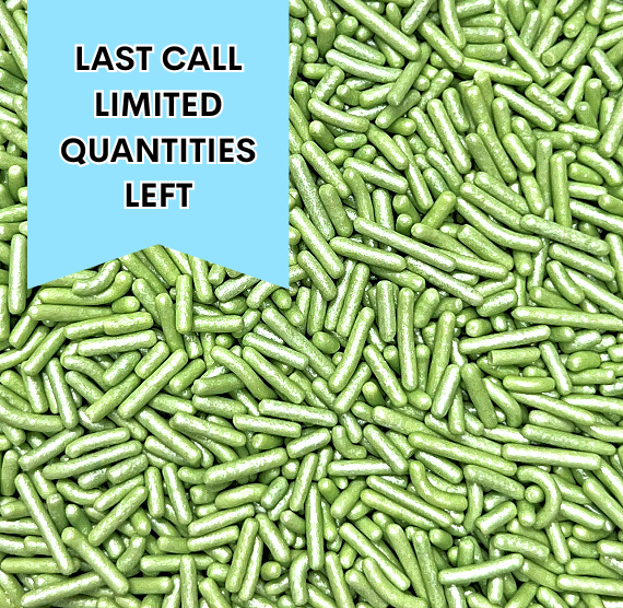 Shimmer Light Green Jimmies: 1lb Bag or 10lb Case - LAST CALL