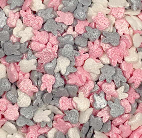 Bunny Head Sprinkles in White, Pink, Silver - CLOSEOUT BLOWOUT | www.sprinklebeesweet.com