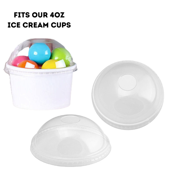 Clear Domed Ice Cream Cup Lids for 4oz Cups: 50 COUNT - LAST CALL