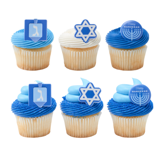 Hanukkah Cupcake Topper Rings | www.sprinklebeesweet.com