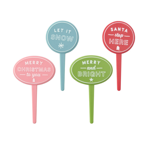 Christmas Cupcake Picks with Sayings | www.sprinklebeesweet.com