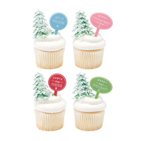 Christmas Cupcake Picks with Sayings | www.sprinklebeesweet.com