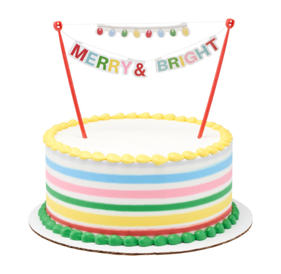 Christmas Banner Cake Topper: Merry & Bright | www.sprinklebeesweet.com