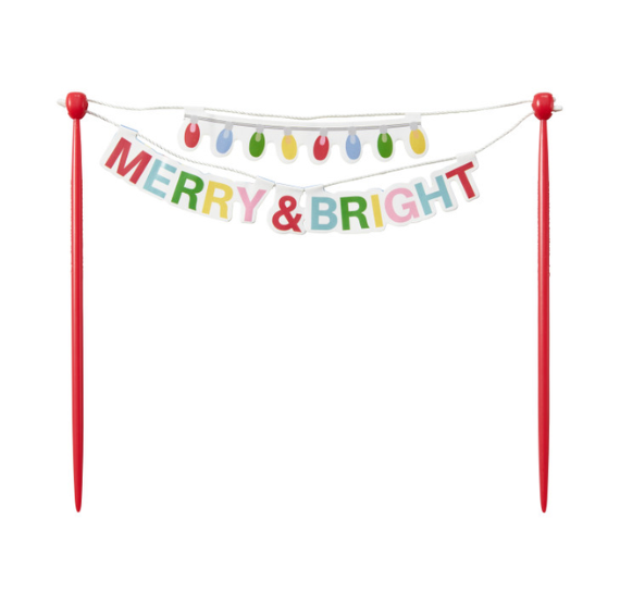Christmas Banner Cake Topper: Merry & Bright | www.sprinklebeesweet.com
