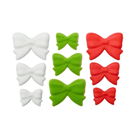 Christmas Bows Sugar Toppers Box Set | www.sprinklebeesweet.com