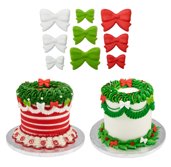 Christmas Bows Sugar Toppers Box Set | www.sprinklebeesweet.com