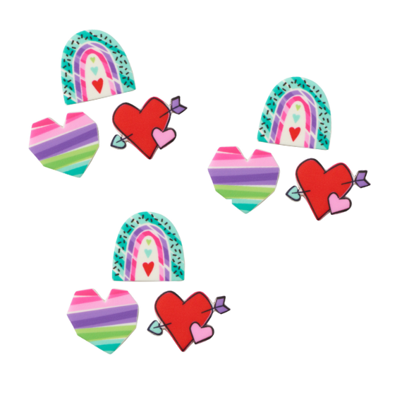 Valentine's Day Edible Icing Decorations: Rainbow Love 36 Count | www.sprinklebeesweet.com