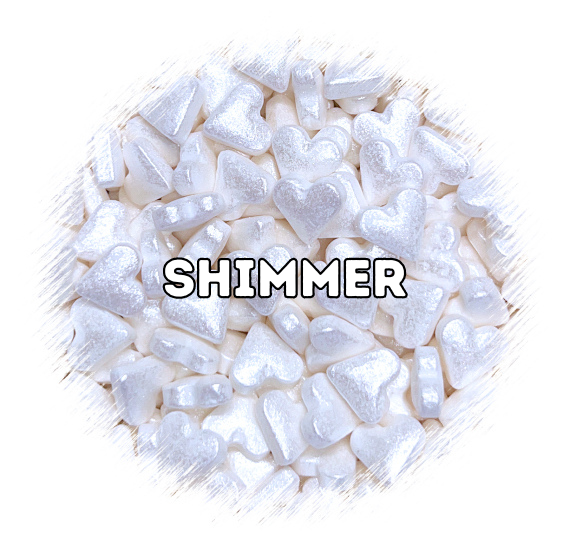 Shimmer White Heart Candy Sprinkles | www.sprinklebeesweet.com