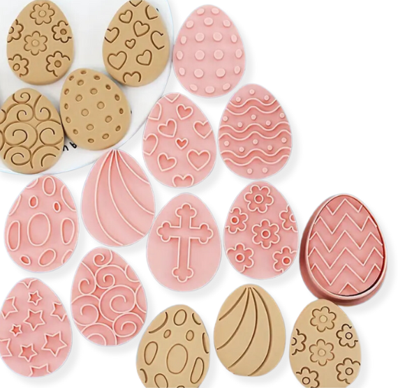 Easter Egg Cookie Cutter Stampers Set of 10 | www.sprinklebeesweet.com