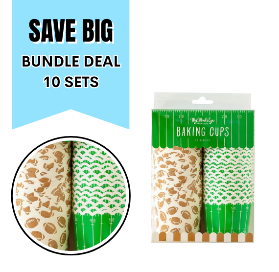 Football Baking Cups: Yard Line - 10 PACK BUNDLE DEAL - ONLY 1 AVAILABLE | www.sprinklebeesweet.com