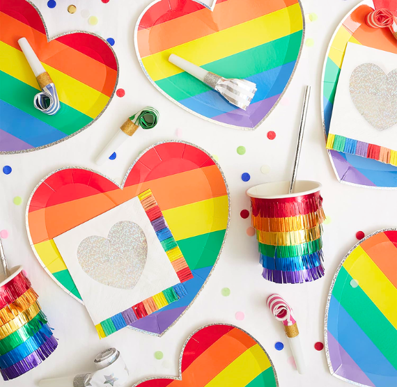 Rainbow Heart Fringe Napkins - 6 PACK BUNDLE - ONLY 1 AVAILABLE