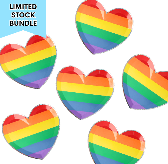 Rainbow Heart Dessert Plates - 6 PACK BUNDLE - ONLY 1 AVAILABLE