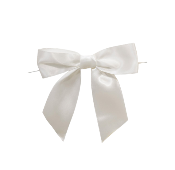 White Bows with Ties: 3" or 5" | www.sprinklebeesweet.com