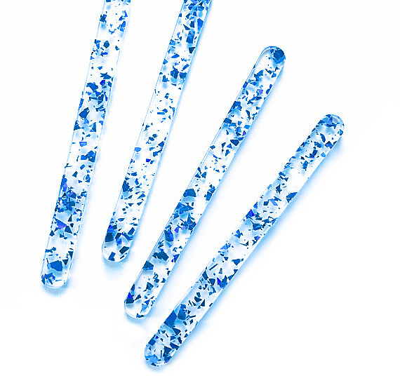 Acrylic Popsicle Sticks: Flake Glitter Blue - LAST SET OF 117 | www.sprinklebeesweet.com