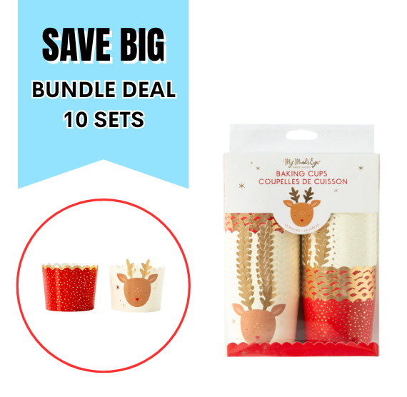 Christmas Reindeer Baking Cups: 10 PACK BUNDLE DEAL | www.sprinklebeesweet.com