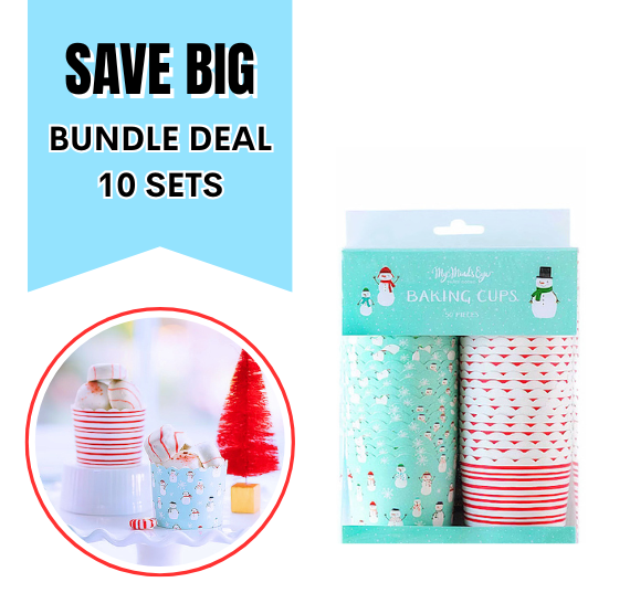 Christmas Baking Cups: Snowman + Stripe: 10 PACK BUNDLE DEAL - ONLY 1 AVAILABLE | www.sprinklebeesweet.com