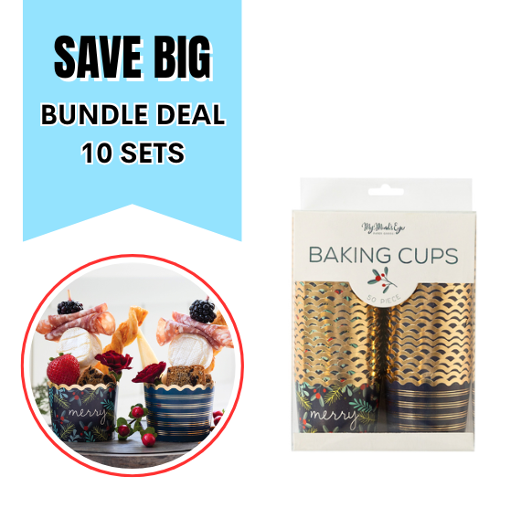 Christmas Baking Cups: Navy Merry - 10 PACK BUNDLE DEAL | www.sprinklebeesweet.com