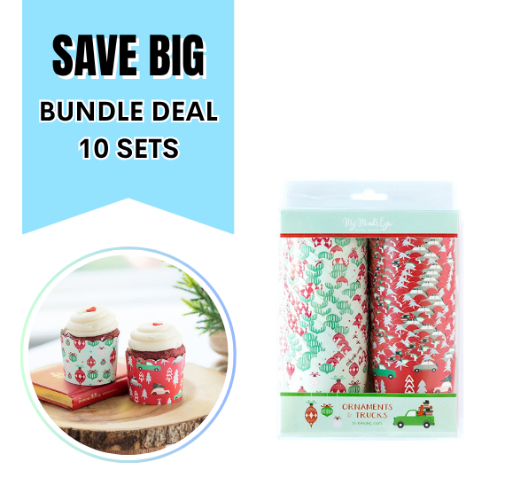 Christmas Baking Cups: Ornaments + Truck - 10 PACK BUNDLE DEAL | www.sprinklebeesweet.com