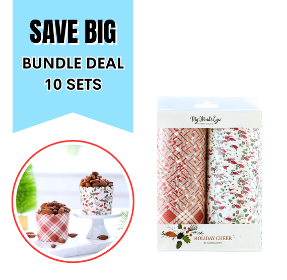 Christmas Baking Cups: Holly + Plaid - 10 PACK BUNDLE DEAL | www.sprinklebeesweet.com