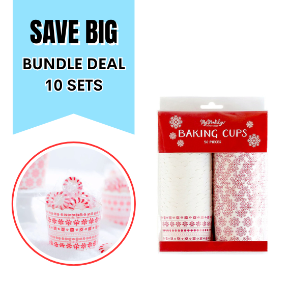 Christmas Baking Cups: Red Snowflakes - 10 PACK BUNDLE DEAL - ONLY 1 AVAILABLE | www.sprinklebeesweet.com