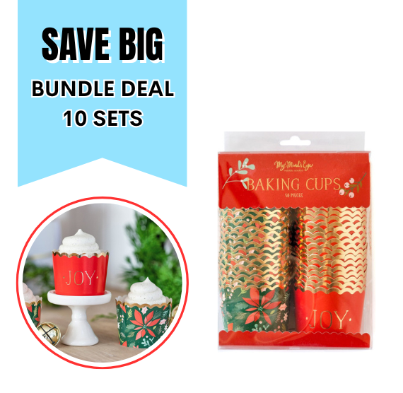 Christmas Baking Cups: Poinsettia - 10 PACK BUNDLE DEAL - ONLY 1 AVAILABLE | www.sprinklebeesweet.com