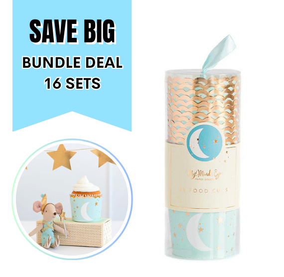 Light Blue Baby Shower Baking Cups: 16 SET BUNDLE DEAL - ONLY 1 AVAILABLE | www.sprinklebeesweet.com