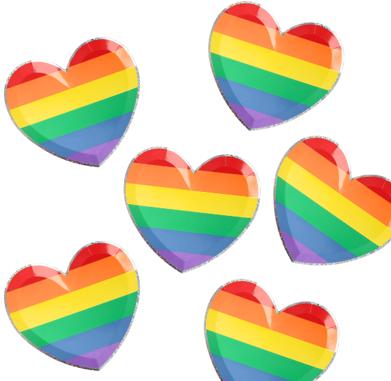 Rainbow Heart Dessert Plates - 6 PACK BUNDLE - ONLY 1 AVAILABLE
