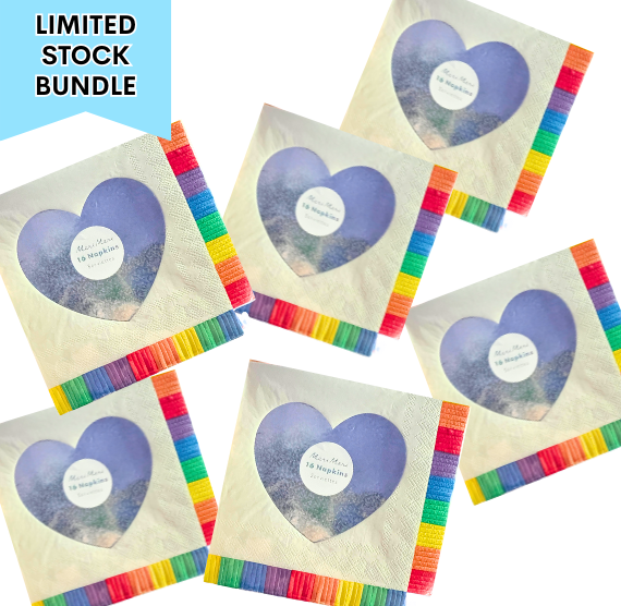 Rainbow Heart Fringe Napkins - 6 PACK BUNDLE - ONLY 1 AVAILABLE