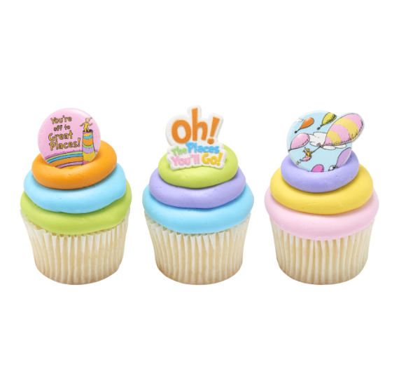 Graduation Cupcake Topper Rings: Oh the Places You'll Go! | www.sprinklebeesweet.com