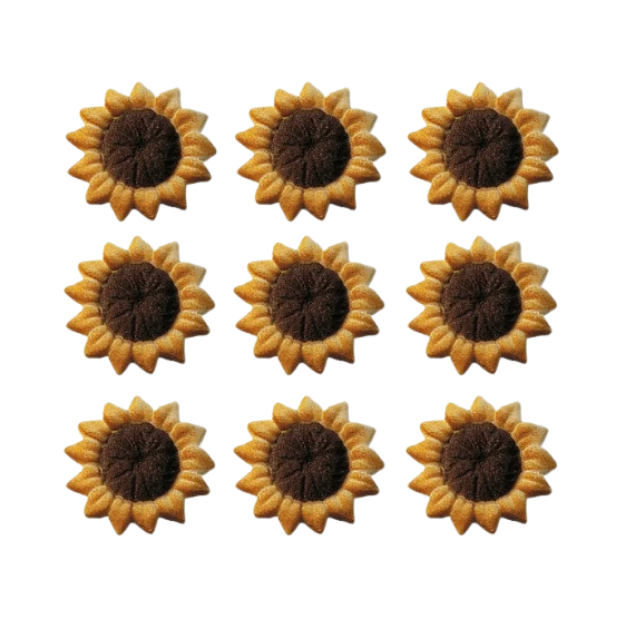 Sunflower Sugar Toppers: LAST SET OF 27 PIECES | www.sprinklebeesweet.com